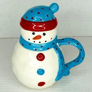 Snowman Ceramic Christmas Mug with Cover Head Keep Warm